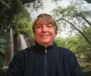 William Eastwood is a joyful book author laughing at his rendition of The Dragon Slayer.