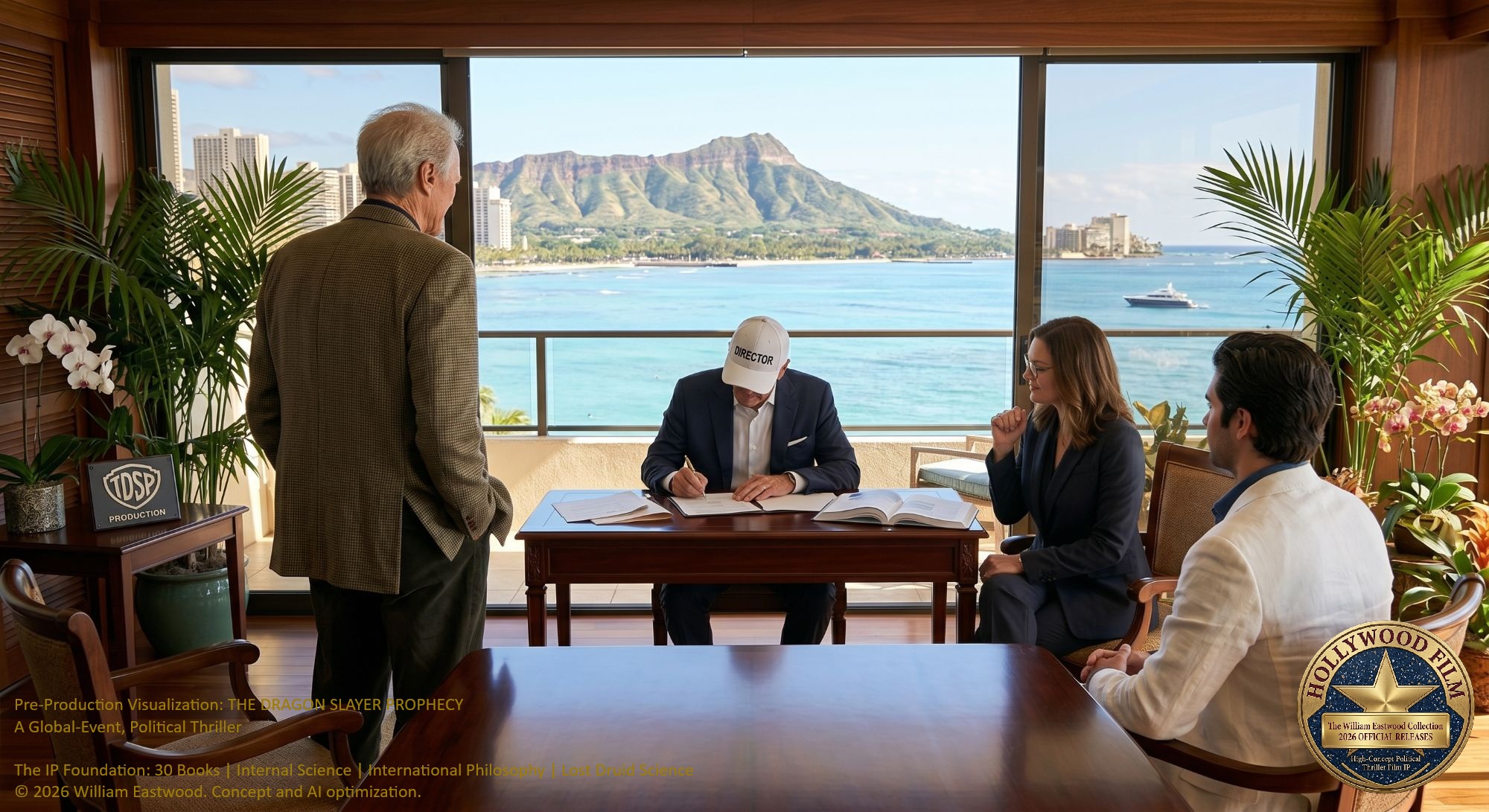 William Eastwood with Clint Eastwood signing film contract